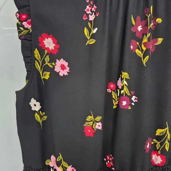 Kate Spade Ma Cherie In Bloom Black Floral Smocked Waist Tiered A Line Dress - Picture 7 of 10